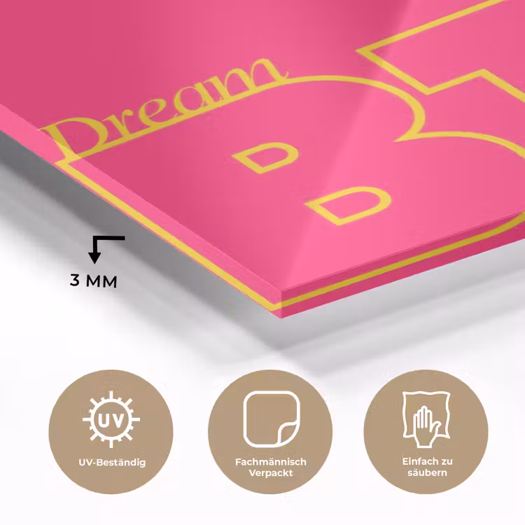 Minimalistisch - Roze - Dream big - Grafisch plexiglas 5mm klein -wsfeer2_DE