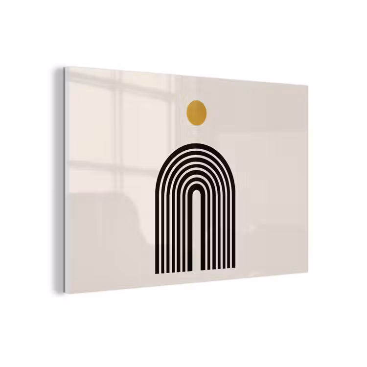 Minimalistisch - Zwarte boog - Gouden cirkel plexiglas 5mm klein -zzzproduct_nieuw