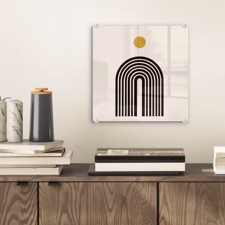 Minimalistisch - Zwarte boog - Gouden cirkel plexiglas 5mm klein -sfeer1