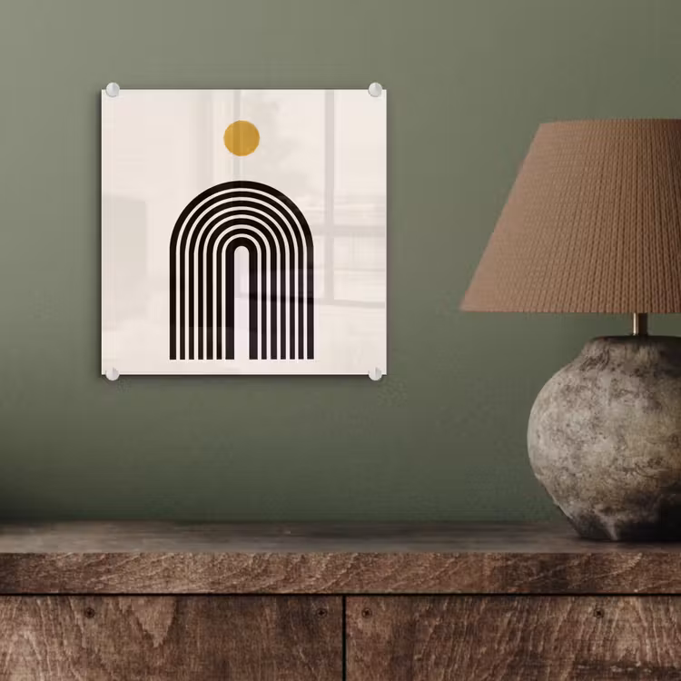 Minimalistisch - Zwarte boog - Gouden cirkel plexiglas 5mm klein -sfeer3