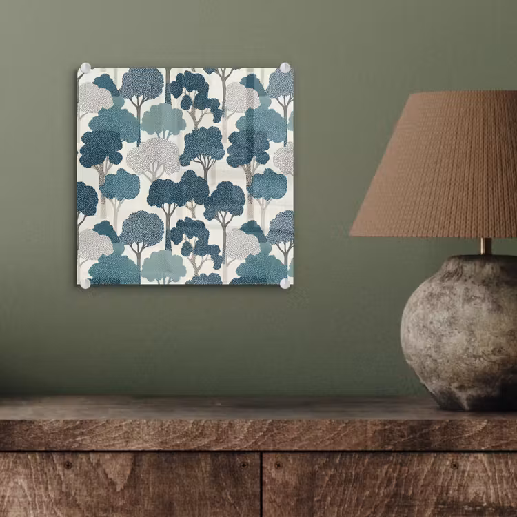 Modern - Bomen - Bos - Patroon - Blauw plexiglas 5mm klein 11 -sfeer3