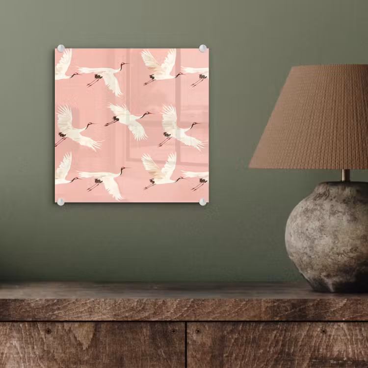 Modern - Kraanvogels - Roze plexiglas 5mm klein 11 -sfeer3