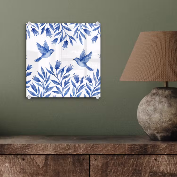 Modern - Vogels - Delfts - Blauw plexiglas 5mm klein -sfeer3