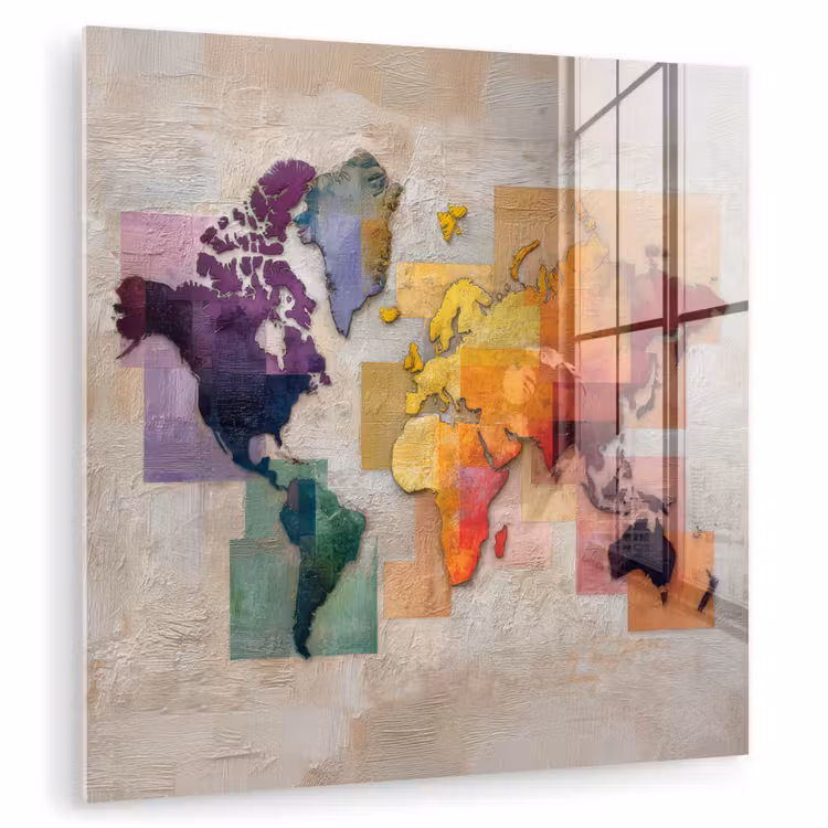 Modern - Wereldkaart - Kleurvakken plexiglas 5mm klein -zzzproduct_nieuw