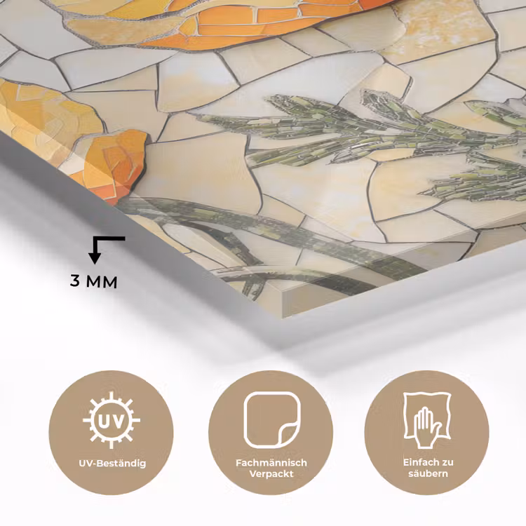 Klaprozen - Oranje - Mozaïek - Bladeren plexiglas 5mm klein -wsfeer2_DE