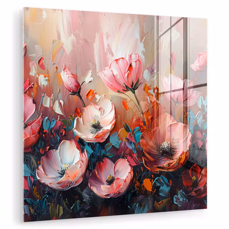 Klaprozen - Roze - Bloemen - Botanisch - Kunst plexiglas 5mm klein -zzzproduct_nieuw