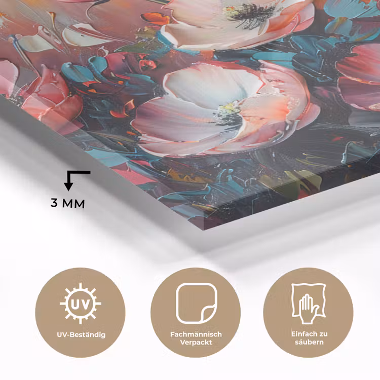 Klaprozen - Roze - Bloemen - Botanisch - Kunst plexiglas 5mm klein -wsfeer2_DE