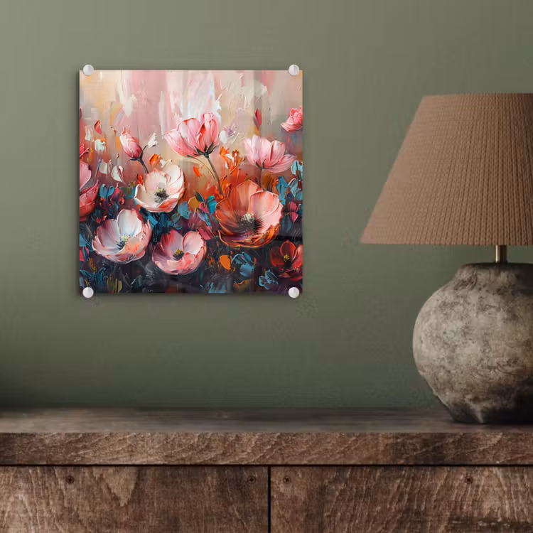 Klaprozen - Roze - Bloemen - Botanisch - Kunst plexiglas 5mm klein -sfeer3