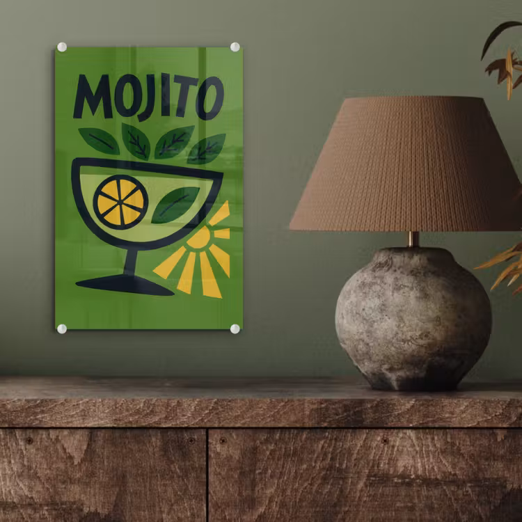 Mojito - Cocktail - Citroen - Groen plexiglas 5mm klein -sfeer3