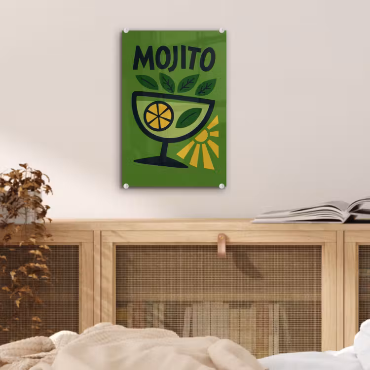 Mojito - Cocktail - Citroen - Groen plexiglas 5mm klein -sfeer4