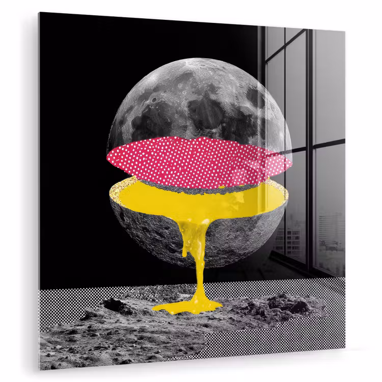 Maan - Geel - Roze - Zwart plexiglas 5mm klein -zzzproduct_nieuw