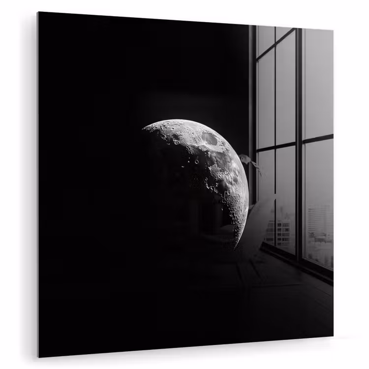 Maan - Hemel - Zwart - Schaduw plexiglas 5mm klein -zzzproduct_nieuw