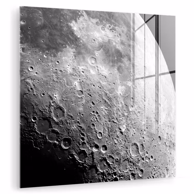 Glasbild - Mond – Krater – Weltraum - Maan - Kraters - Ruimte plexiglas 5mm klein