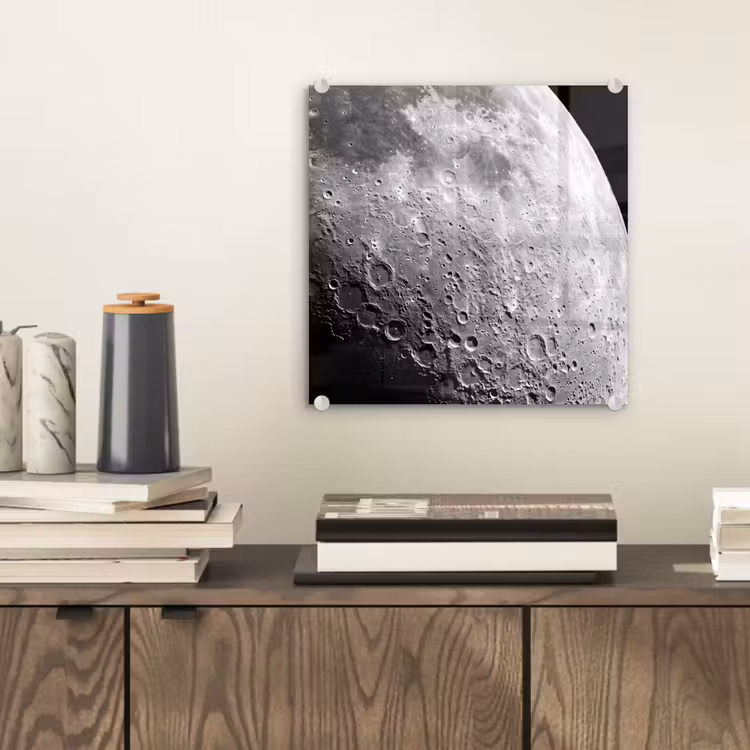 Glasbild - Mond – Krater – Weltraum - Maan - Kraters - Ruimte plexiglas 5mm klein