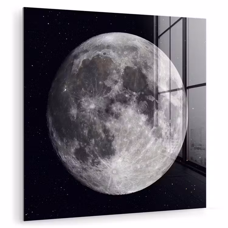 Glasbild - Mond – Sterne – Weltraum - Maan - Sterren - Ruimte plexiglas 5mm klein