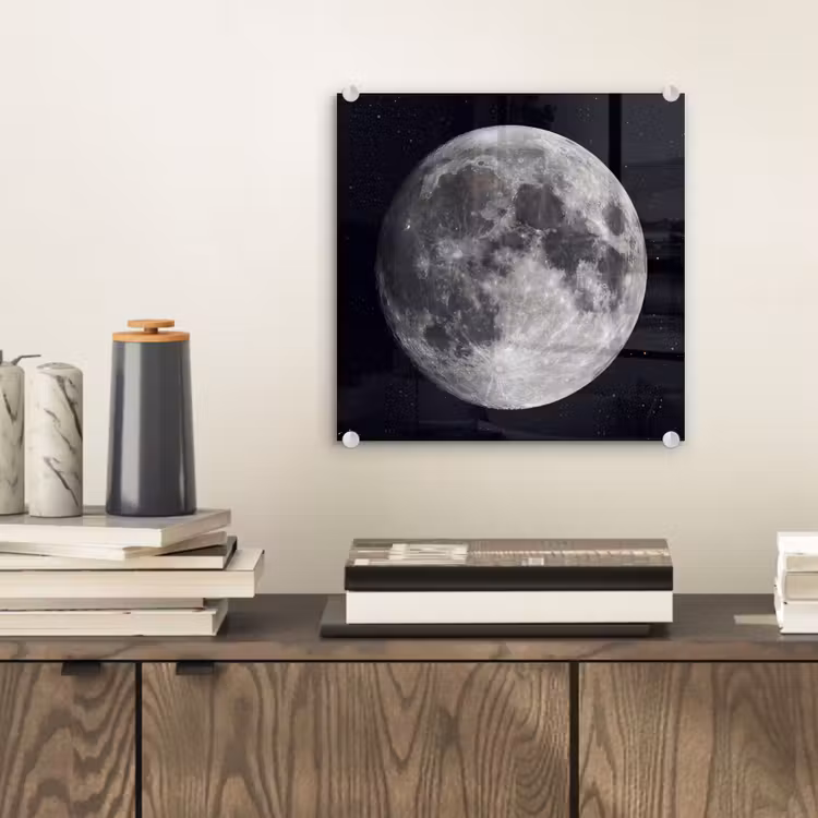Glasbild - Mond – Sterne – Weltraum - Maan - Sterren - Ruimte plexiglas 5mm klein