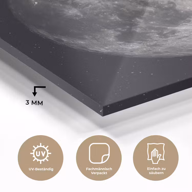 Glasbild - Mond – Sterne – Weltraum - Maan - Sterren - Ruimte plexiglas 5mm klein