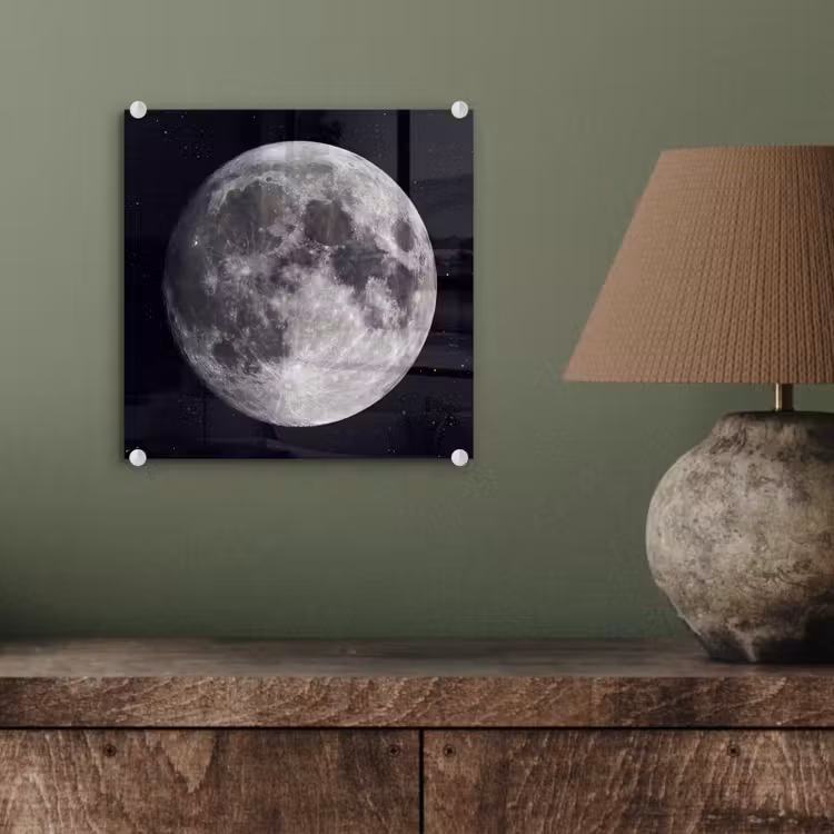 Glasbild - Mond – Sterne – Weltraum - Maan - Sterren - Ruimte plexiglas 5mm klein
