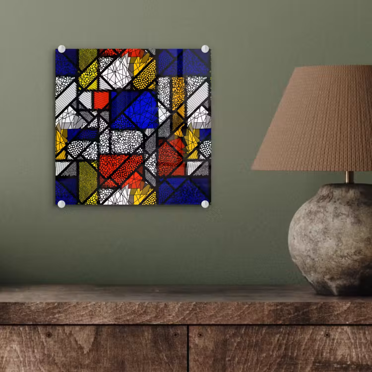 Mondriaan - Glas in lood - Oude Meesters - Kunstwerk - Abstract - Schilderij plexiglas 5mm klein -sfeer3