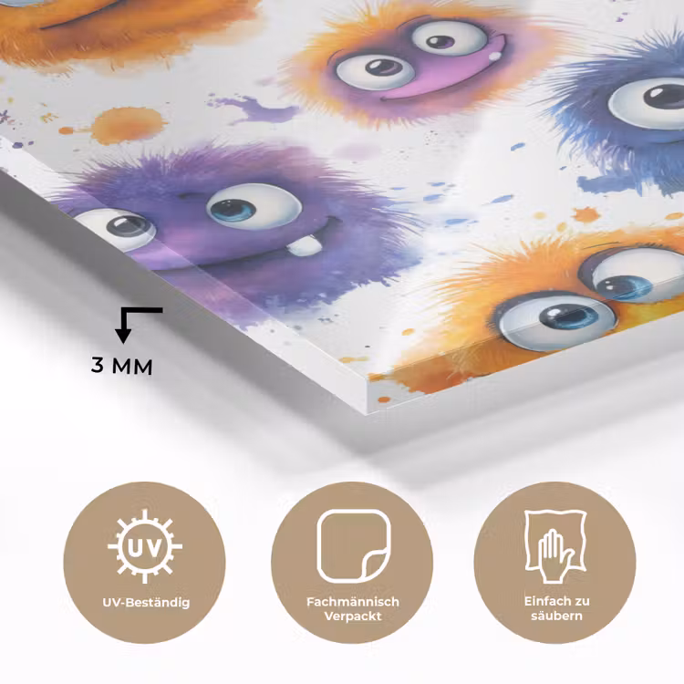 Monstertjes - Aquarel - Kleurrijk plexiglas 5mm klein 11 -wsfeer2_DE
