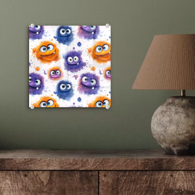 Monstertjes - Aquarel - Kleurrijk plexiglas 5mm klein 11 -sfeer3