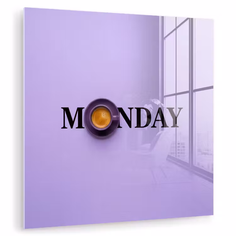 Maandag - Mok - Koffie - Paars plexiglas 5mm klein -zzzproduct_nieuw