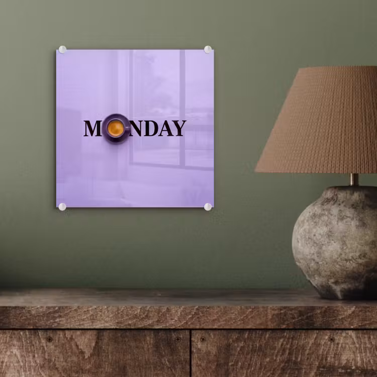 Maandag - Mok - Koffie - Paars plexiglas 5mm klein -sfeer3