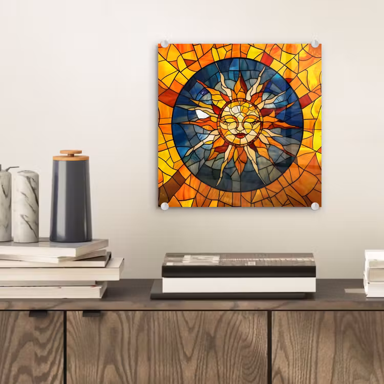Mozaïek - Zon - Geel - Cirkel plexiglas 5mm klein -sfeer1