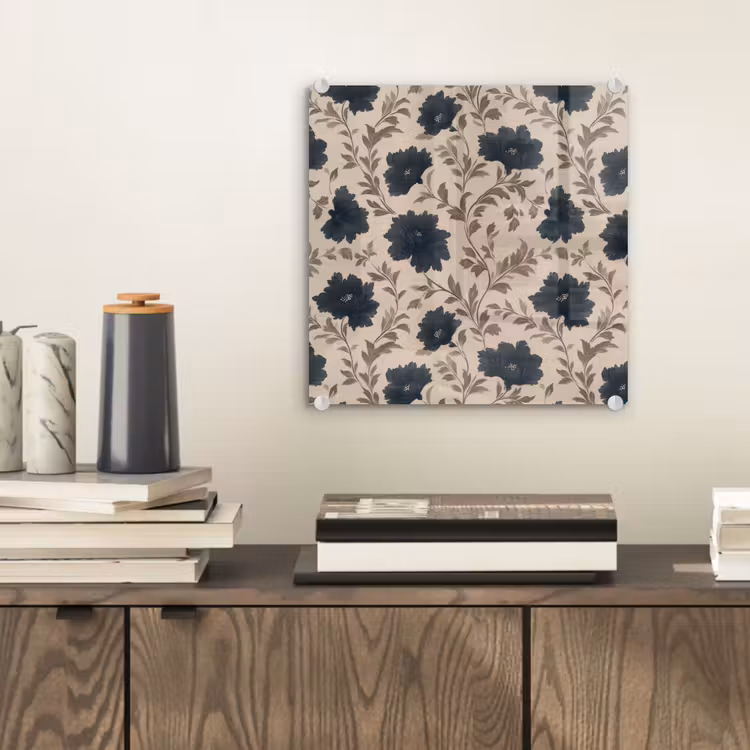 Motief - Bloemen - Zwart - Beige plexiglas 5mm klein 11 -sfeer1