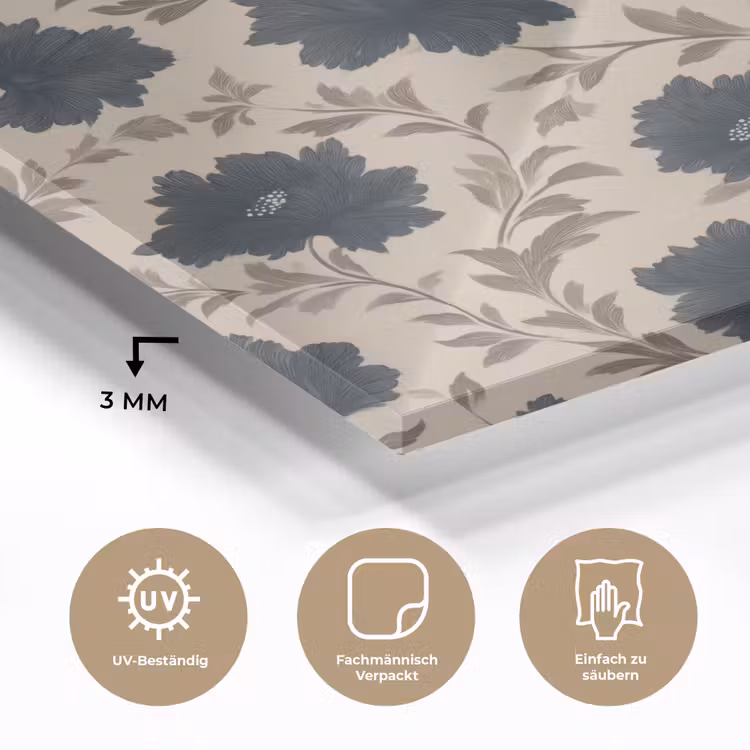 Motief - Bloemen - Zwart - Beige plexiglas 5mm klein 11 -wsfeer2_DE
