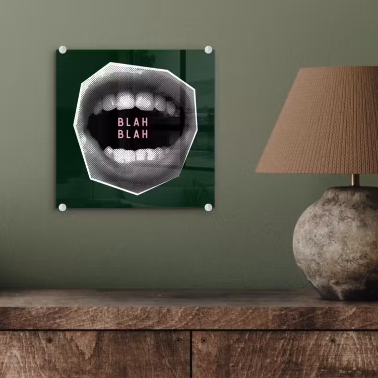 Mond - Groen - Illustratie - BLAH BLAH plexiglas 5mm klein -sfeer3