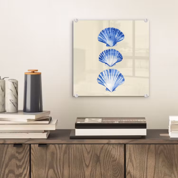 Schelpen - Blauw - Beige plexiglas 5mm klein -sfeer1