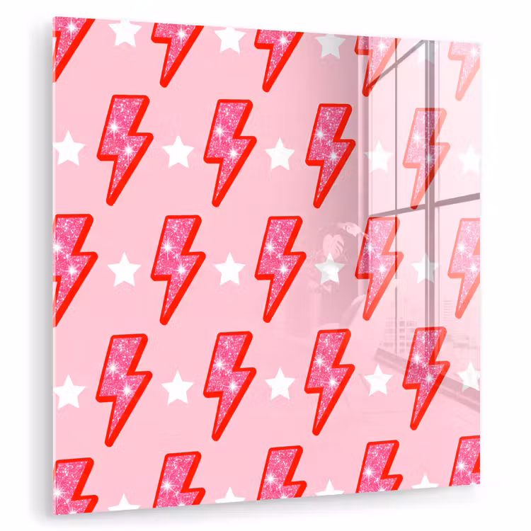 Patroon - Bliksem - Ster - Glitter - Roze plexiglas 5mm klein -zzzproduct_nieuw