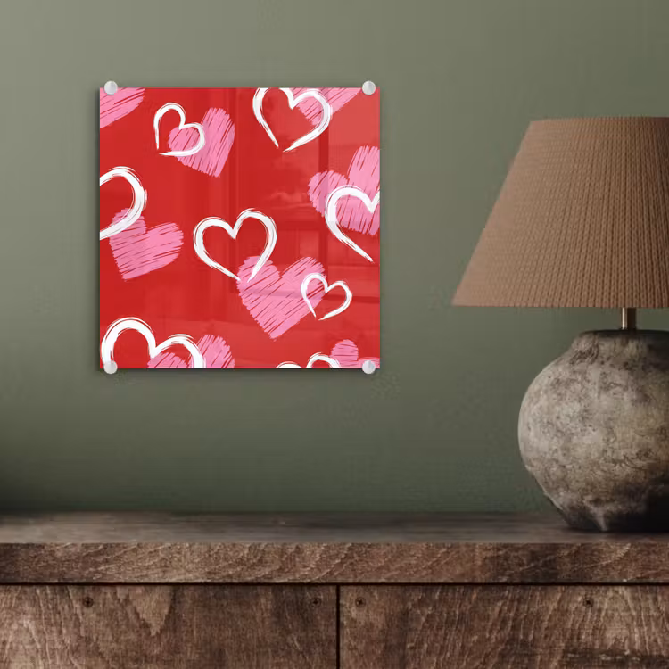 Patroon - Hartjes - Roze - Valentijn plexiglas 5mm klein -sfeer3