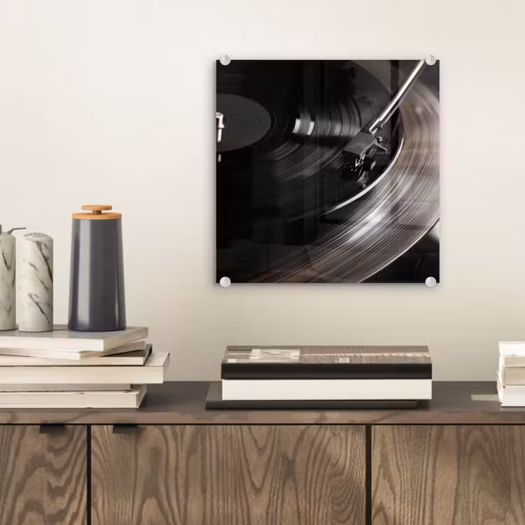 Close-up - Vinylplaat - Platenspeler - Zwart plexiglas 5mm klein -sfeer1