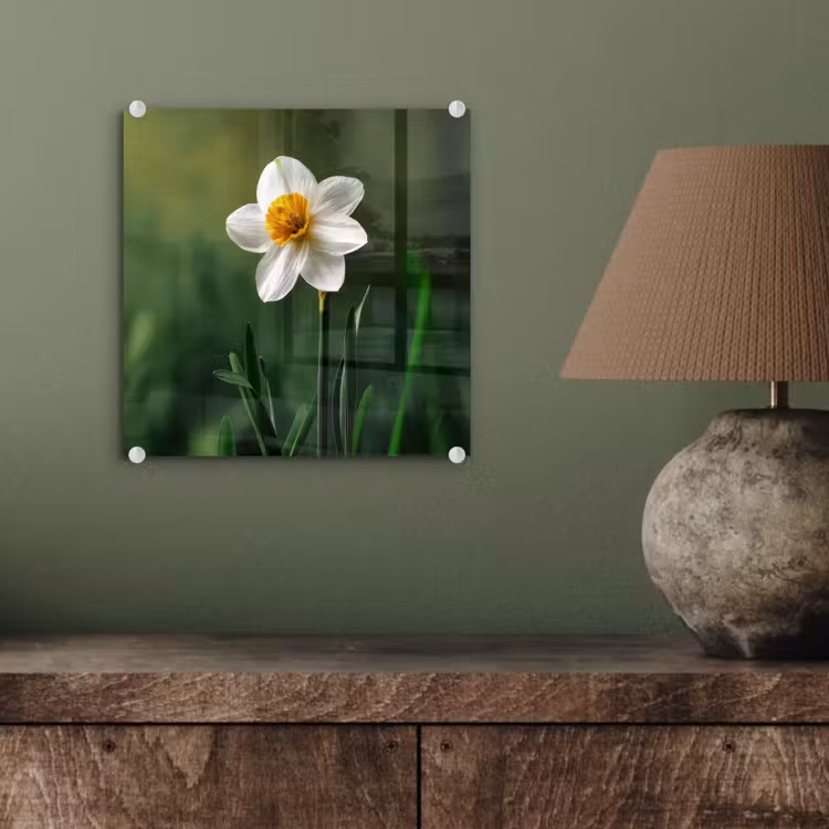 Narcis - Bloem - Wit - Grassprieten plexiglas 5mm klein -sfeer3