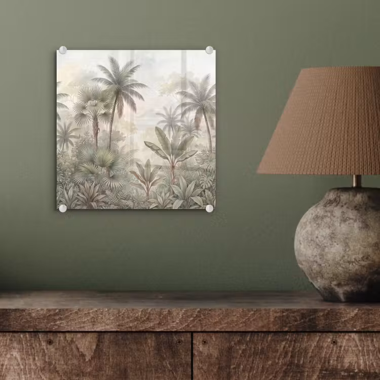 Natuur - Tropisch bos - Landschap - Aquarel - Groen plexiglas 5mm klein -sfeer3