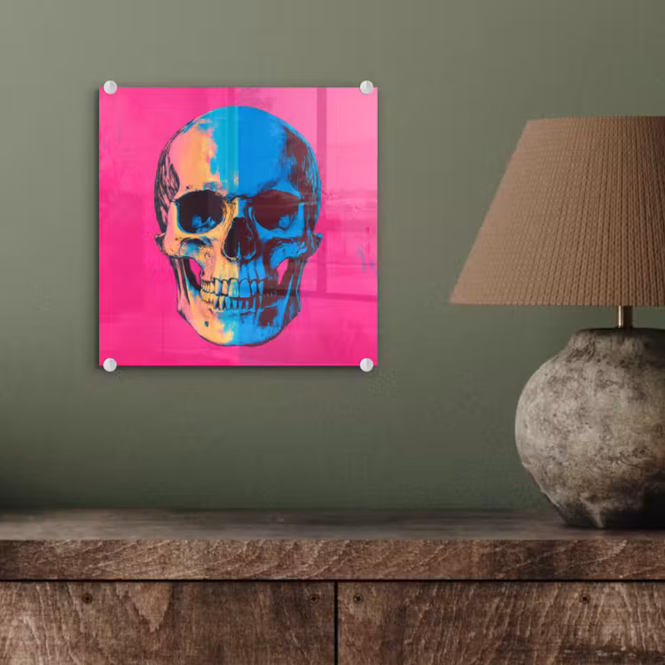 Neon - Blauw - Pop-art - Schedel plexiglas 5mm klein -sfeer3