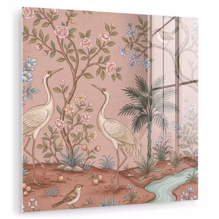 Nostalgisch - Reigers - Roze plexiglas 5mm klein -zzzproduct_nieuw