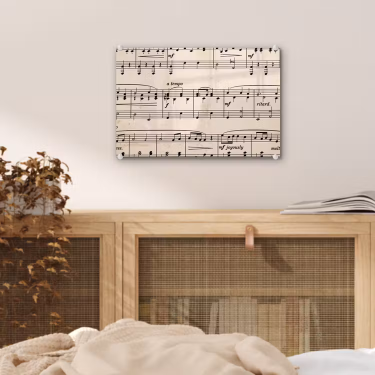 Muzieknotatie - Notenbalken - Kunst - Klassiek - Beige plexiglas 5mm klein -sfeer3