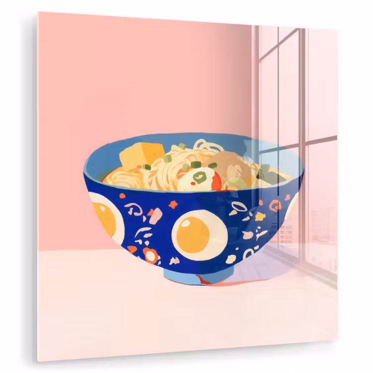 Noodles - Kom - Blauw - Illustratie plexiglas 5mm klein -zzzproduct_nieuw