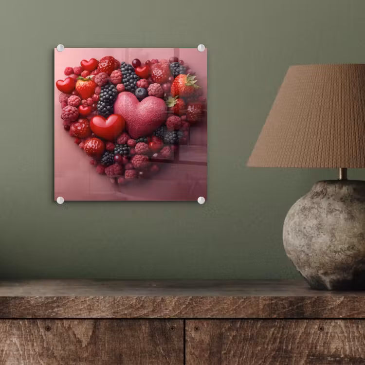 Fruit - Hartjes - Aardbeien - Frambozen - Bosbessen plexiglas 5mm klein -sfeer3