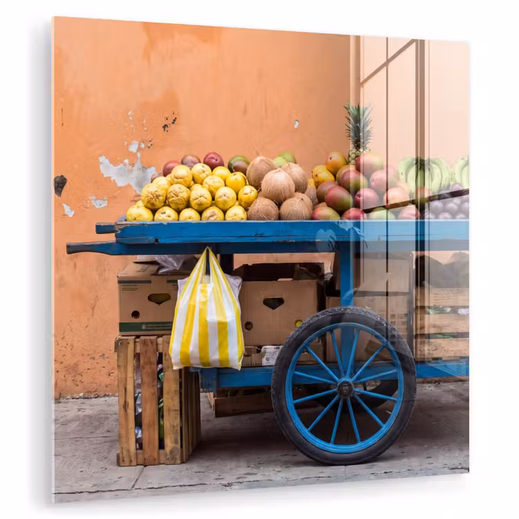 Glasbild - Obst – Kar – Straße - Fruit - Kar - Straat plexiglas 5mm klein