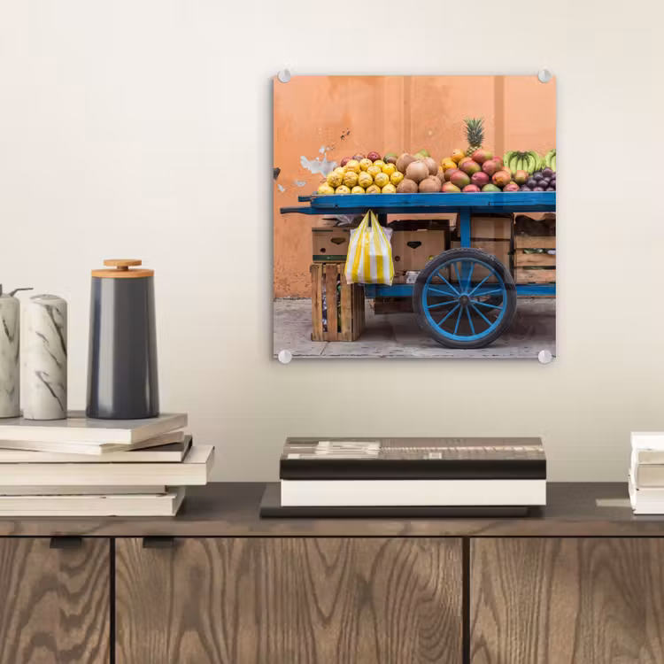 Glasbild - Obst – Kar – Straße - Fruit - Kar - Straat plexiglas 5mm klein