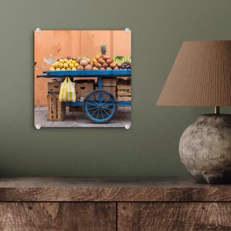 Glasbild - Obst – Kar – Straße - Fruit - Kar - Straat plexiglas 5mm klein