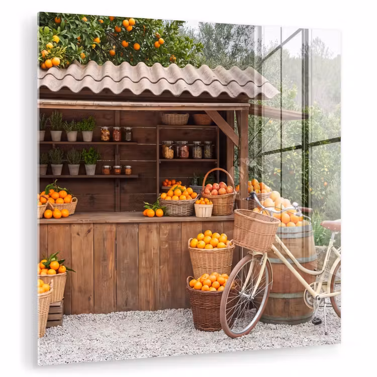 Glasbild - Obst – Markt – Ländlich - Fruit - Markt - Landelijk plexiglas 5mm klein