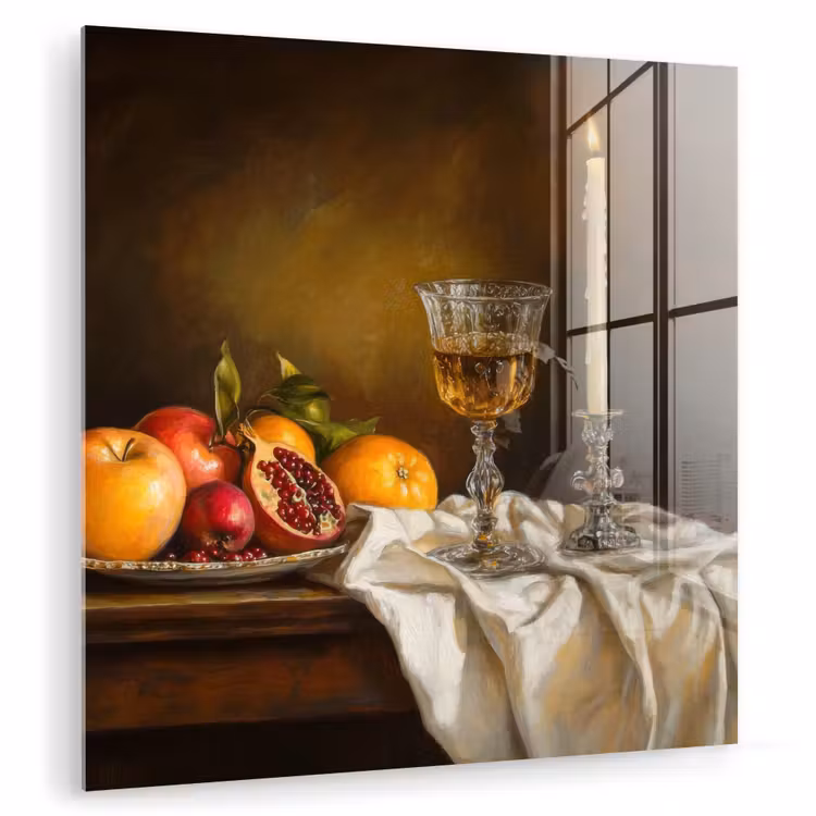 Fruit -  Stilleven - Wijn - Kaars plexiglas 5mm klein -zzzproduct_nieuw