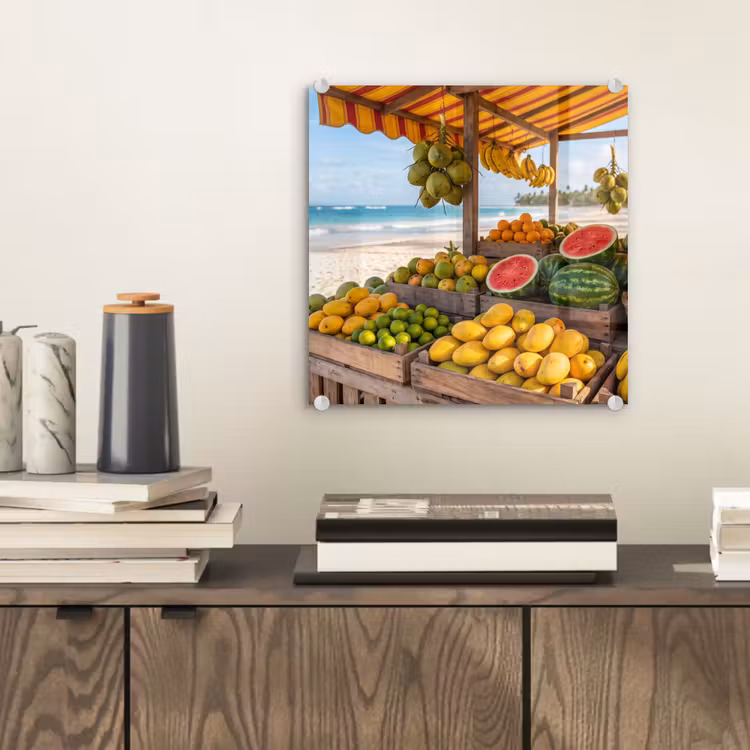 Glasbild - Obst – Strand – Tropisch - Fruit - Strand - Tropisch plexiglas 5mm klein