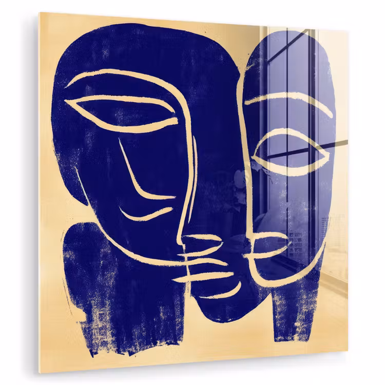 Okergeel - Blauw - Eenvoudige lijnen plexiglas 5mm klein -zzzproduct_nieuw