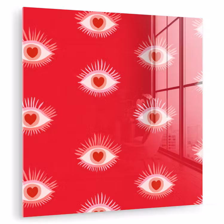 Ogen - Hart - Abstract - Rood - Roze plexiglas 5mm klein 11 -zzzproduct_nieuw